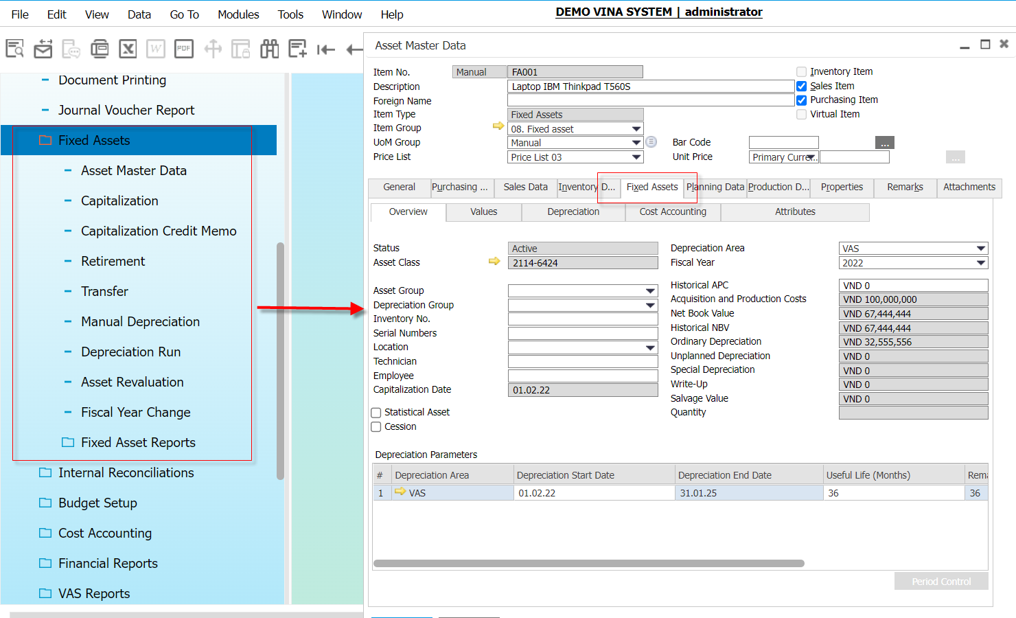 Fixed asset function in SAP Business One Cloud